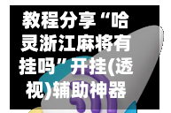 教程分享“哈灵浙江麻将有挂吗”开挂(透视)辅助神器