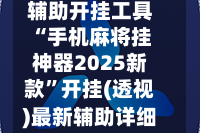 辅助开挂工具“手机麻将挂神器2025新款”开挂(透视)最新辅助详细