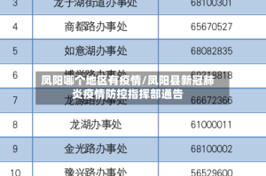 凤阳哪个地区有疫情/凤阳县新冠肺炎疫情防控指挥部通告