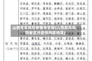 山西是高风险疫情地区吗(山西是高风险地区还是低风险地区)