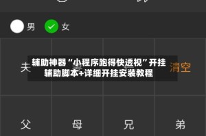 辅助神器“小程序跑得快透视”开挂辅助脚本+详细开挂安装教程