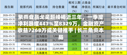 紫燕食品戈吴超接棒近三年，一季度净利暴增447%至8329万	，金融资产收益7268万成关键推手 | 长三角资本局-第1张图片