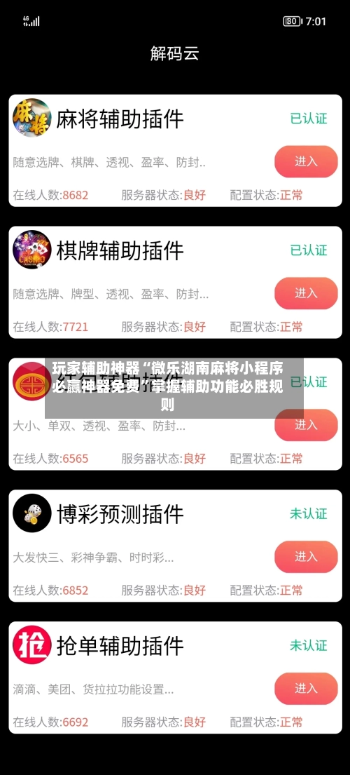 玩家辅助神器“微乐湖南麻将小程序必赢神器免费”掌握辅助功能必胜规则-第1张图片