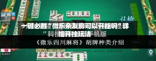 一键必胜“微乐亲友房可以开挂吗”详细开挂玩法-第1张图片