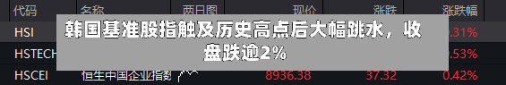 韩国基准股指触及历史高点后大幅跳水	，收盘跌逾2%-第1张图片
