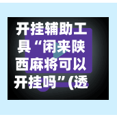 开挂辅助工具“闲来陕西麻将可以开挂吗	”(透视)开挂辅助脚本+详细开挂安装教程-第1张图片