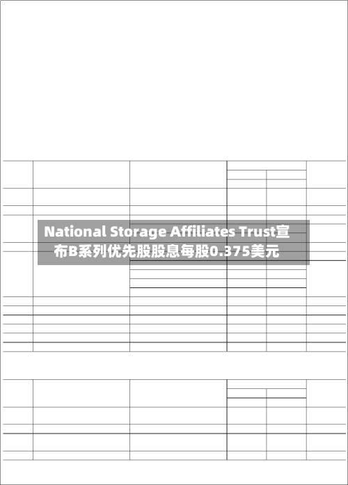 National Storage Affiliates Trust宣布B系列优先股股息每股0.375美元-第1张图片