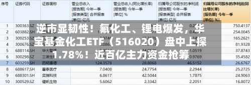 逆市显韧性！氟化工	、锂电爆发，华宝基金化工ETF（516020）盘中上探1.78%！近百亿主力资金抢筹-第1张图片