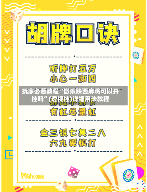 玩家必看教程“微乐陕西麻将可以开挂吗”(透视挂)详细用法教程-第1张图片