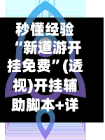 秒懂经验“新道游开挂免费	”(透视)开挂辅助脚本+详细开挂安装教程-第1张图片