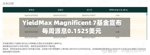 YieldMax Magnificent 7基金宣布每周派息0.1525美元-第1张图片
