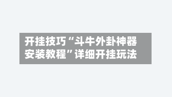 开挂技巧“斗牛外卦神器安装教程”详细开挂玩法-第1张图片