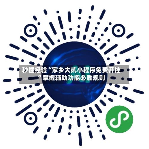 秒懂经验“家乡大贰小程序免费开挂”掌握辅助功能必胜规则-第1张图片