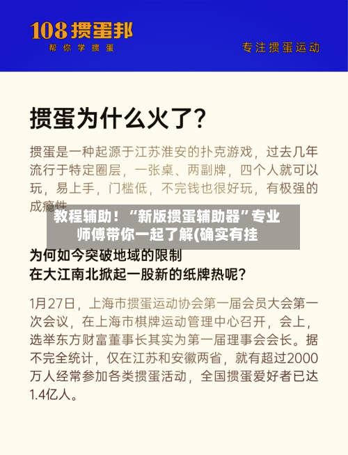 教程辅助！“新版掼蛋辅助器”专业师傅带你一起了解(确实有挂-第1张图片