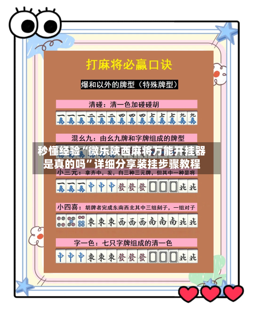 秒懂经验“微乐陕西麻将万能开挂器是真的吗”详细分享装挂步骤教程-第1张图片