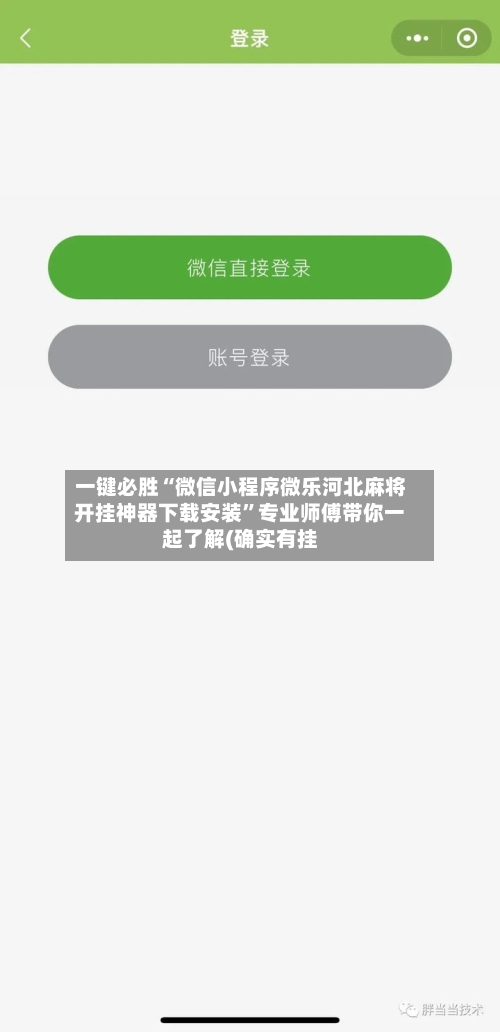 一键必胜“微信小程序微乐河北麻将开挂神器下载安装	”专业师傅带你一起了解(确实有挂-第1张图片