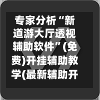 专家分析“新道游大厅透视辅助软件”(免费)开挂辅助教学(最新辅助开挂教程)-第1张图片