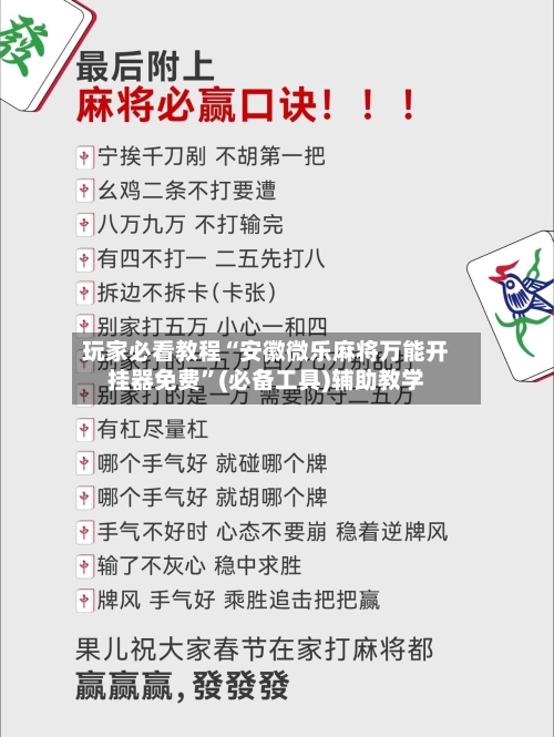 玩家必看教程“安徽微乐麻将万能开挂器免费”(必备工具)辅助教学-第1张图片